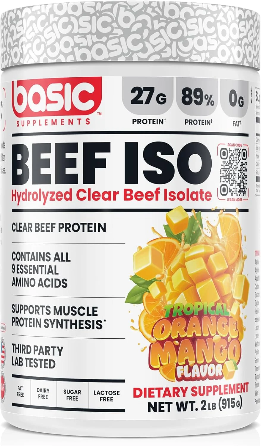 پودر پروتئین ایزوله گوشت گاو هیدرولیز شده، 27 گرم پروتئین، 9 اسید آمینه ضروری، بدون چربی، بدون لبنیات، بدون قند، بدون لاکتوز، پشتیبانی از سنتز پروتئین عضلانی