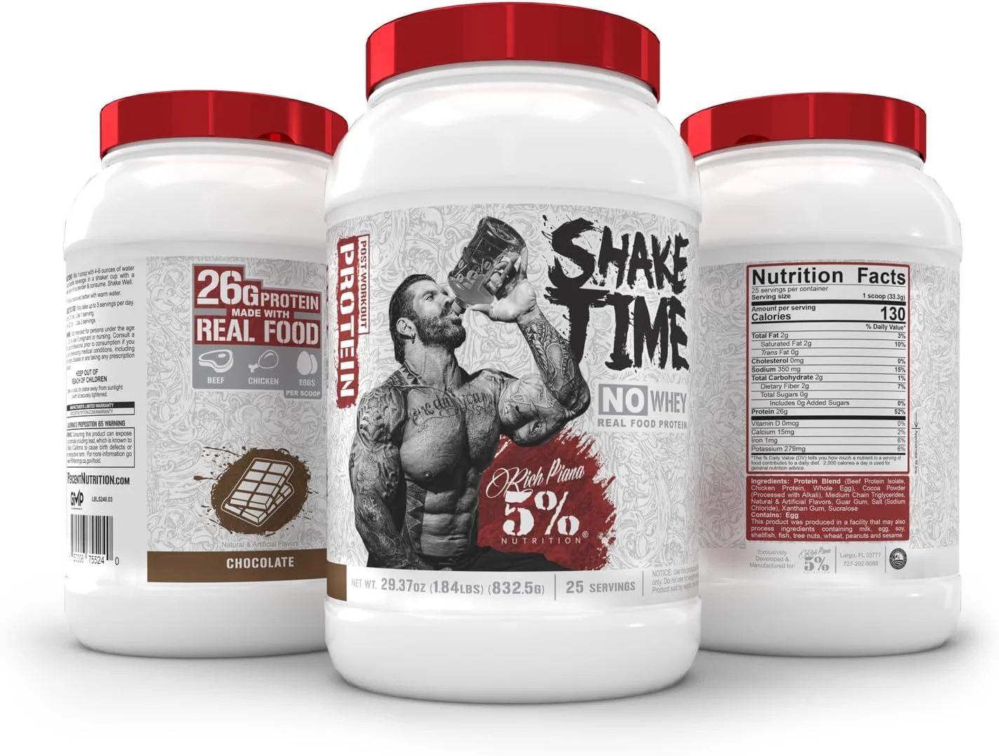 نوشیدنی پروتئینی 5% Nutrition Shake Time (بسته 2 عددی) | 24 گرم پروتئین حیوانی | گوشت گاو تغذیه شده با علف، مرغ، تخم مرغ کامل | بدون شکر، لبنیات یا سویا (شکلات + کره بادام زمینی) نوشیدنی پروتئینی 5% Nutrition Shake Time (بسته 2 عددی) | 24 گرم پروتئین حیوانی | گوشت گاو تغذیه شده با علف، مرغ، تخم مرغ کامل | بدون شکر، لبنیات یا سویا (شکلات + کره بادام زمینی)