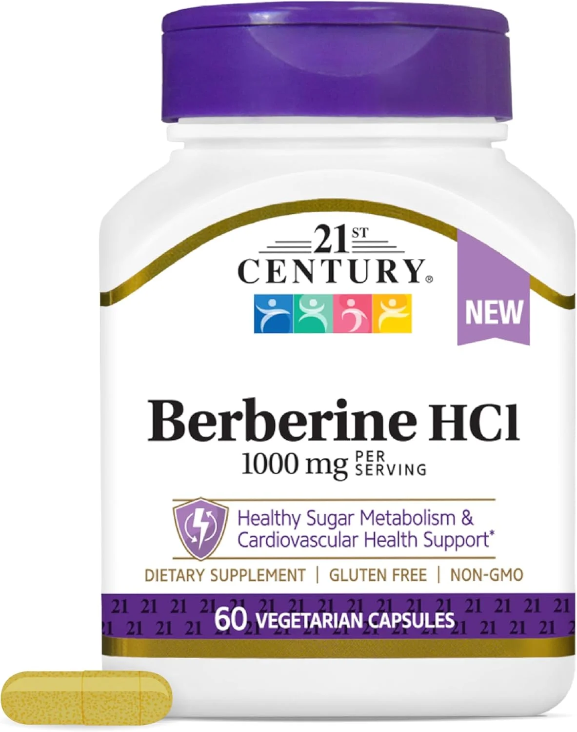بربرین هیدروکلراید 1000 میلی گرم در هر وعده، (60 عدد)، کمک به پشتیبانی از متابولیسم قند سالم و سلامت قلب و عروق، وگان، غیر GMO، بدون گلوتن، مکمل بربرین، 30 وعده