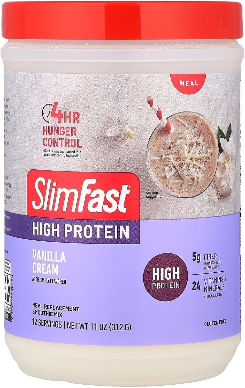مخلوط اسموتی جایگزین وعده غذایی با پروتئین بالا SlimFast Advanced Nutrition، کرم وانیلی، پودر کاهش وزن، 20 گرم پروتئین، 12 وعده (بسته بندی ممکن است متفاوت باشد)