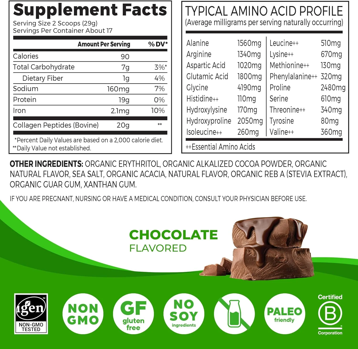 پودر پپتیدهای کلاژن هیدرولیز شده ارگانیک برای زنان و مردان، شکلاتی، 20 گرم کلاژن تغذیه شده با علف - مکمل پشتیبانی از مو، پوست، ناخن و مفاصل، پالئو و کتو، غیر GMO، نوع I و III، 1 پوند پودر پپتیدهای کلاژن هیدرولیز شده ارگانیک برای زنان و مردان، شکلاتی، 20 گرم کلاژن تغذیه شده با علف - مکمل پشتیبانی از مو، پوست، ناخن و مفاصل، پالئو و کتو، غیر GMO، نوع I و III، 1 پوند