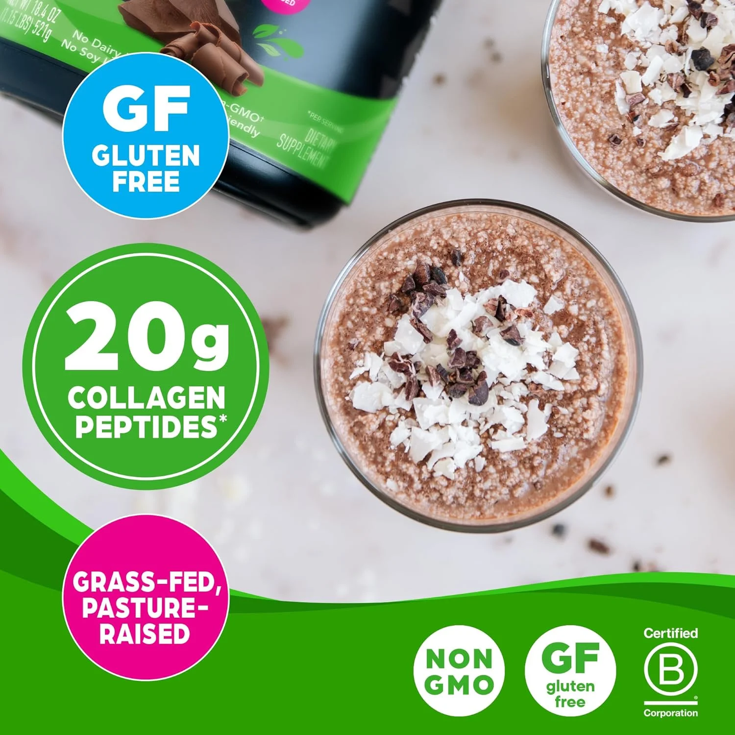 پودر پپتیدهای کلاژن هیدرولیز شده ارگانیک برای زنان و مردان، شکلاتی، 20 گرم کلاژن تغذیه شده با علف - مکمل پشتیبانی از مو، پوست، ناخن و مفاصل، پالئو و کتو، غیر GMO، نوع I و III، 1 پوند پودر پپتیدهای کلاژن هیدرولیز شده ارگانیک برای زنان و مردان، شکلاتی، 20 گرم کلاژن تغذیه شده با علف - مکمل پشتیبانی از مو، پوست، ناخن و مفاصل، پالئو و کتو، غیر GMO، نوع I و III، 1 پوند