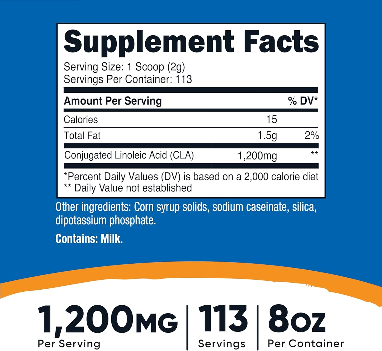 پودر سی ال ای (اسید لینولئیک مزدوج) نوتری‌کاست، ۲۲۷ گرم - بدون گلوتن، مکمل سی ال ای غیر تراریخته