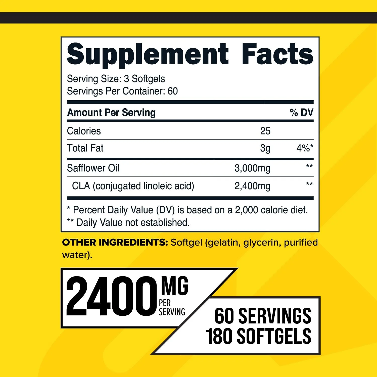 سی ال ای پریمافورس 2400 میلی گرم در هر وعده (180 سافت ژل) - حداکثر سی ال ای - برای آقایان و بانوان، غیر محرک، بدون GMO و بدون گلوتن