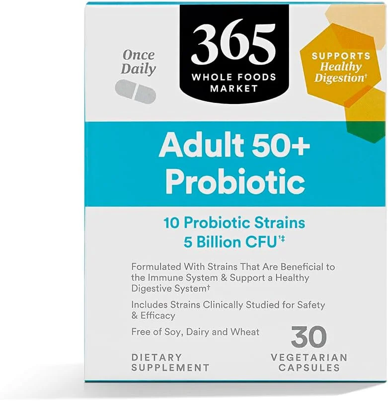 پروبیوتیک 365 بای هول فودز مارکت، مناسب افراد بالای 50 سال، 5 میلیارد CFU، 30 عدد