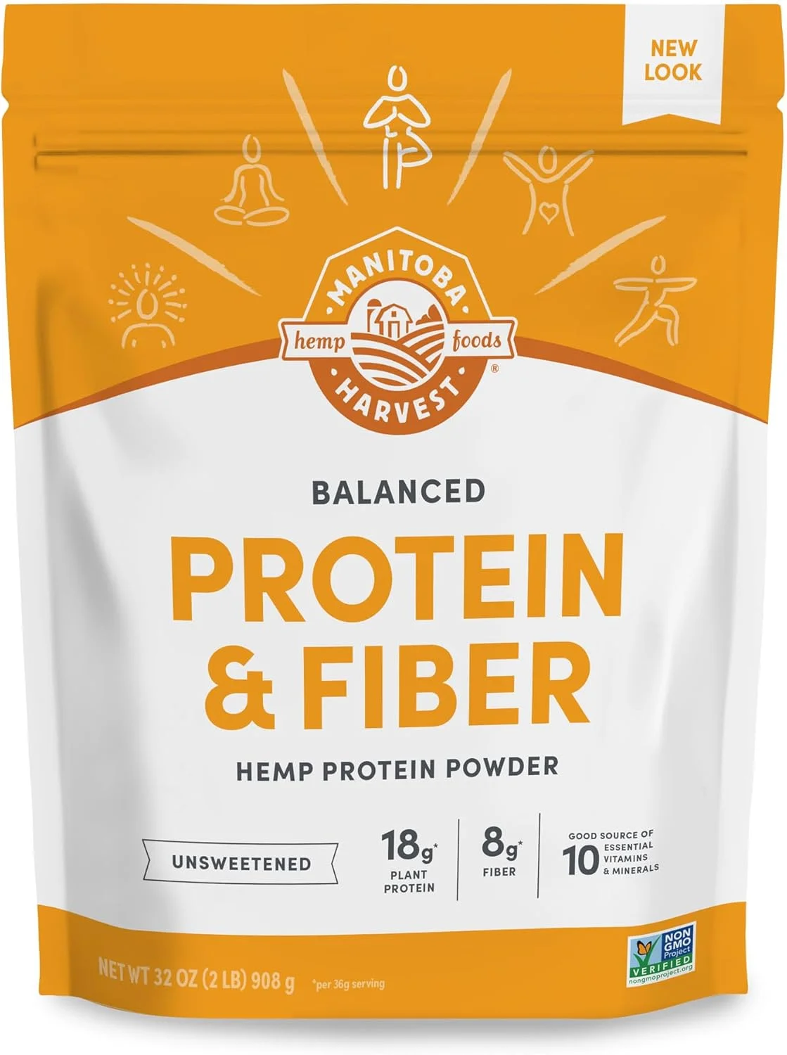 پودر پروتئین و فیبر متعادل شاهدانه Manitoba Harvest، بدون شکر، مناسب برای کتو، بدون مواد نگهدارنده، غیر GMO، 907 گرم
