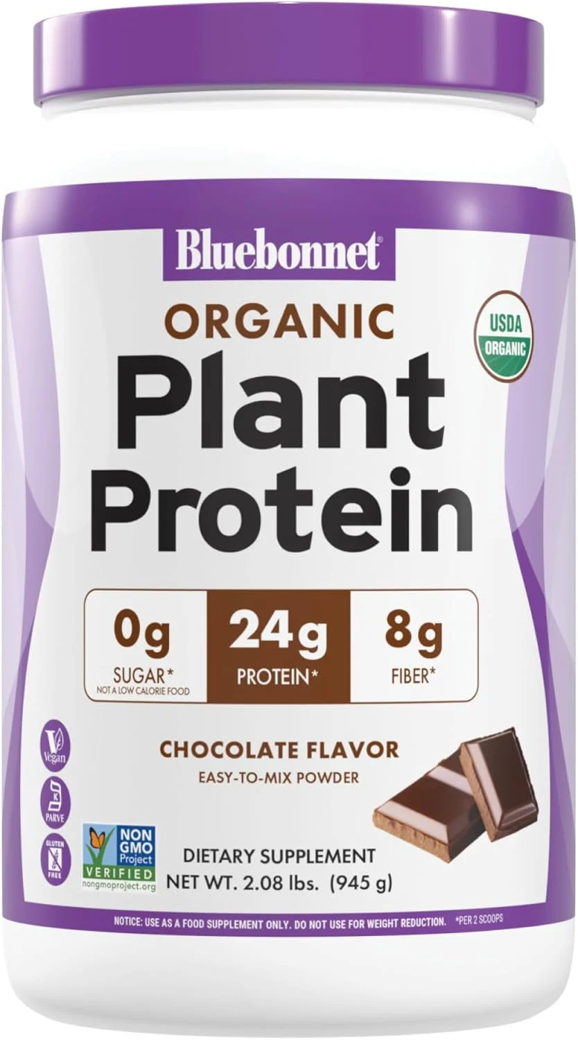 پودر پروتئین گیاهی ارگانیک BlueBonnet Nutrition، 24 گرم پروتئین گیاهی، بدون شکر، 8 گرم فیبر پریبیوتیک، ارگانیک USDA، غیر GMO، کوشر، بدون گلوتن، بدون سویا، وگان، طعم شکلات، 19 سروینگ پودر پروتئین گیاهی ارگانیک BlueBonnet Nutrition، 24 گرم پروتئین گیاهی، بدون شکر، 8 گرم فیبر پریبیوتیک، ارگانیک USDA، غیر GMO، کوشر، بدون گلوتن، بدون سویا، وگان، طعم شکلات، 19 سروینگ