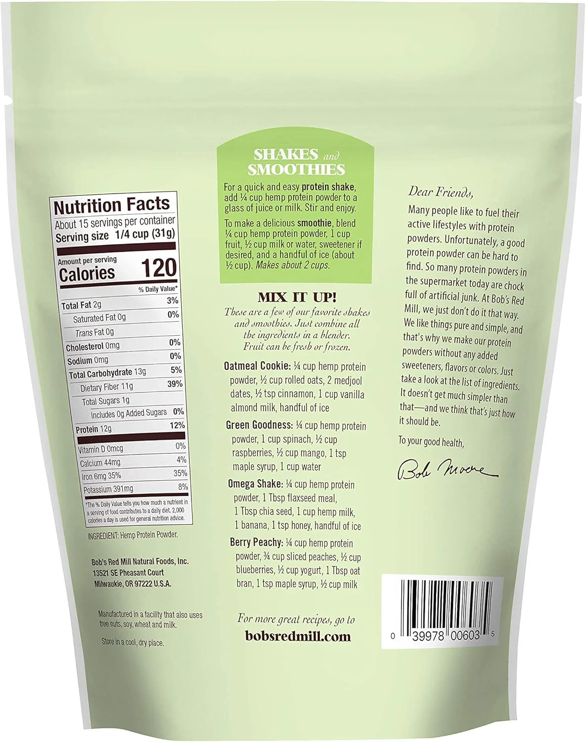 پودر پروتئین شاهدانه Bob's Red Mill با قابلیت بستهبندی مجدد، 453 گرم (بسته 2 عددی) پودر پروتئین شاهدانه Bob's Red Mill با قابلیت بستهبندی مجدد، 453 گرم (بسته 2 عددی)