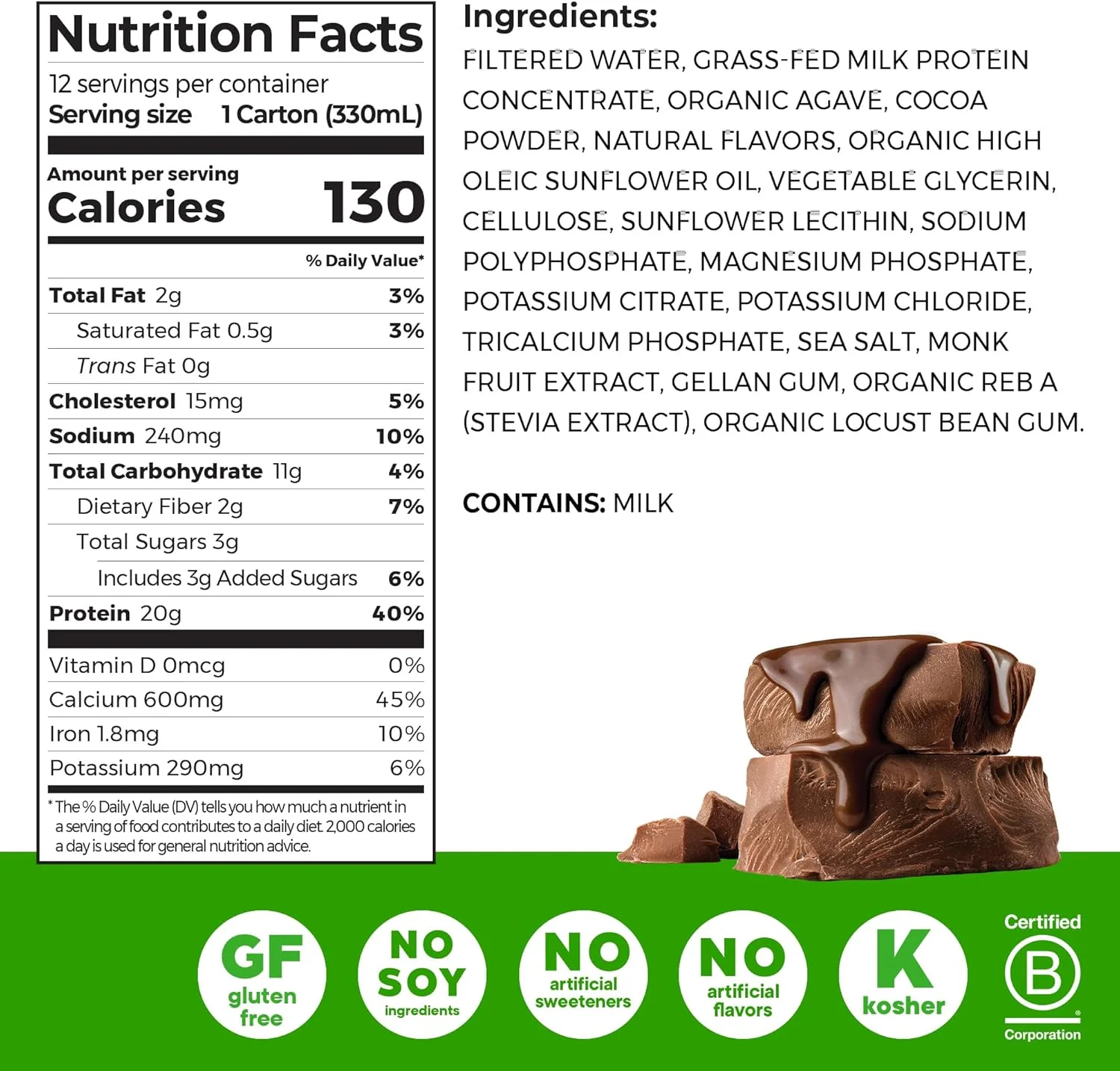 نوشیدنی پروتئینی ارگان، لبنیات تغذیه شده با علف، شکلات فاج خامه ای - 20 گرم پروتئین وی، کوشر، آماده نوشیدن، کربوهیدرات خالص کم، بدون گلوتن، بدون مواد سویا، 330 میلی لیتر (بسته 12 عددی) نوشیدنی پروتئینی ارگان، لبنیات تغذیه شده با علف، شکلات فاج خامه ای - 20 گرم پروتئین وی، کوشر، آماده نوشیدن، کربوهیدرات خالص کم، بدون گلوتن، بدون مواد سویا، 330 میلی لیتر (بسته 12 عددی)