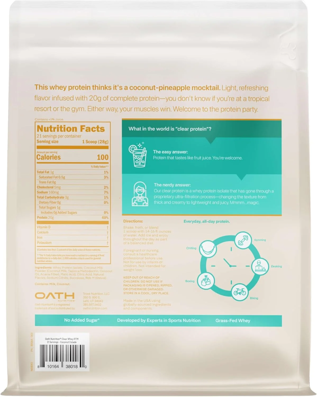 پودر پروتئین وی ایزوله شفاف اوث نوتریشن، طعم نارگیل کولادا، 20 گرم پروتئین کامل در هر وعده، بدون شکر افزوده، تغذیه شده با علف، 21 وعده پودر پروتئین وی ایزوله شفاف اوث نوتریشن، طعم نارگیل کولادا، 20 گرم پروتئین کامل در هر وعده، بدون شکر افزوده، تغذیه شده با علف، 21 وعده