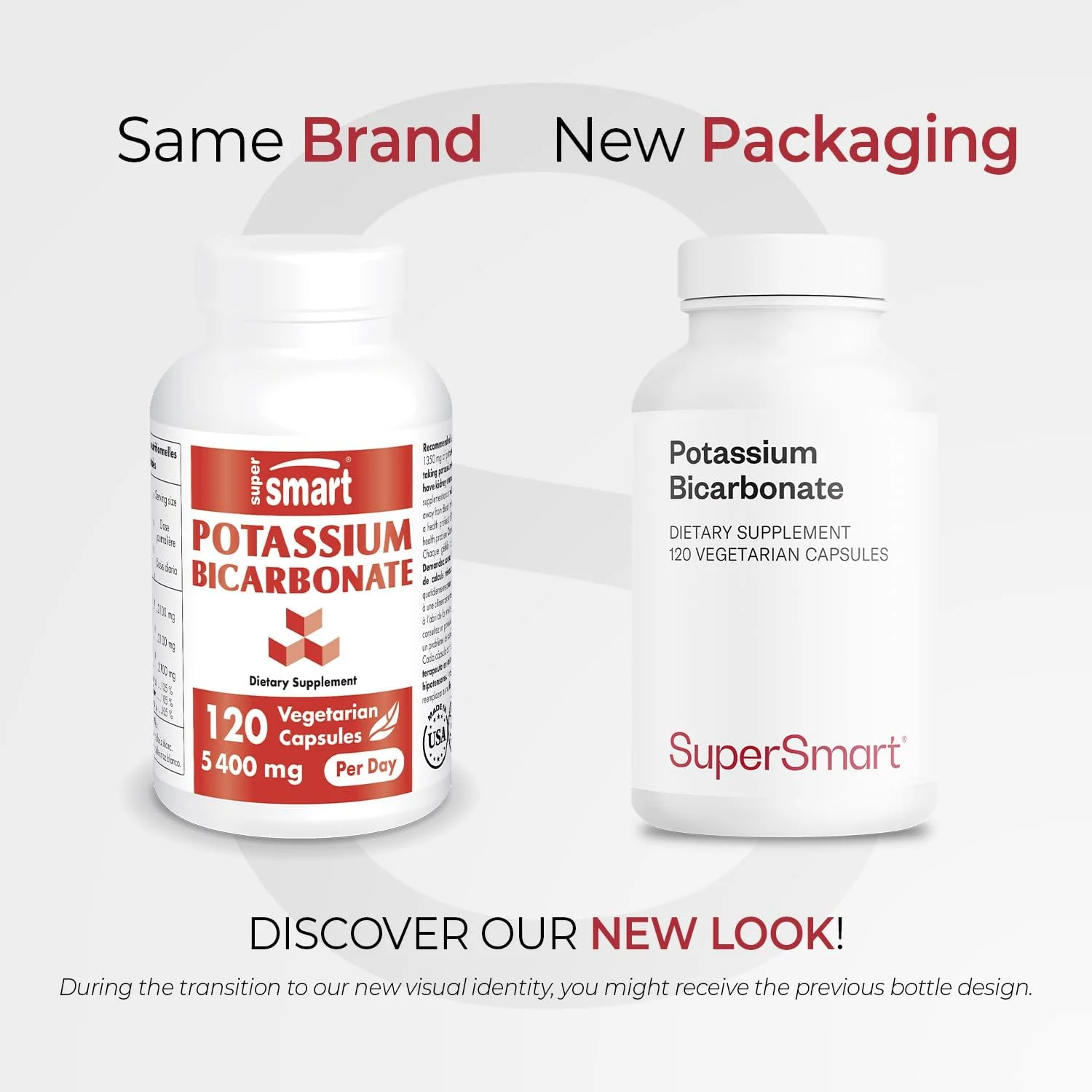 سوپراسمارت - پتاسیم بی کربنات 5400 میلی گرم در روز (دوز بالا) - ماده معدنی الکترولیت - تعادل اسید-باز pH - سلامت قلب، عضله و عصب | غیر GMO و بدون گلوتن - 120 کپسول گیاهی