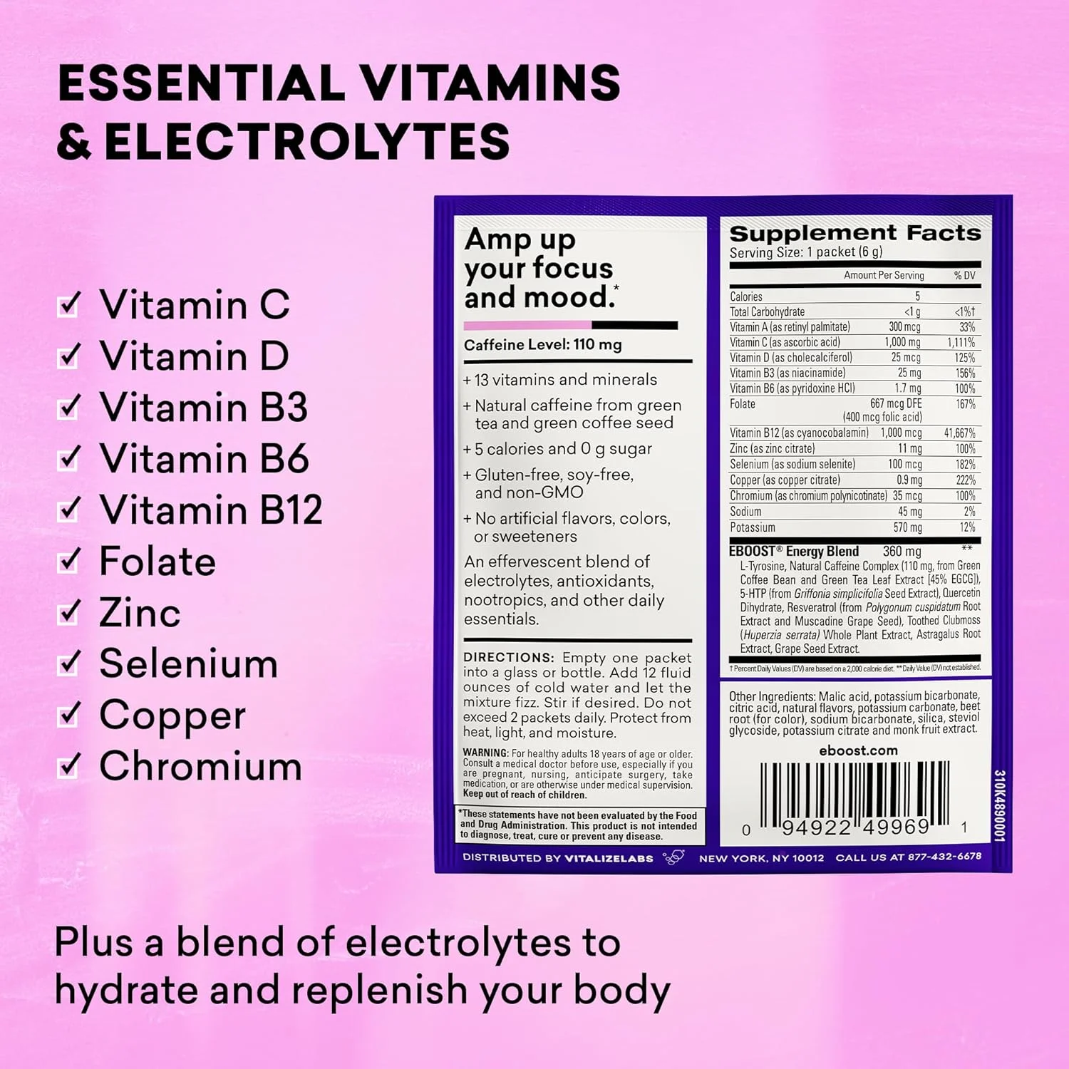 پودر انرژی زا EBOOST، مکمل الکترولیتی غیر تراریخته غنی شده با ویتامین ها (انار آکای)، 5.6 گرم (بسته 20 عددی) پودر انرژی زا EBOOST، مکمل الکترولیتی غیر تراریخته غنی شده با ویتامین ها (انار آکای)، 5.6 گرم (بسته 20 عددی)