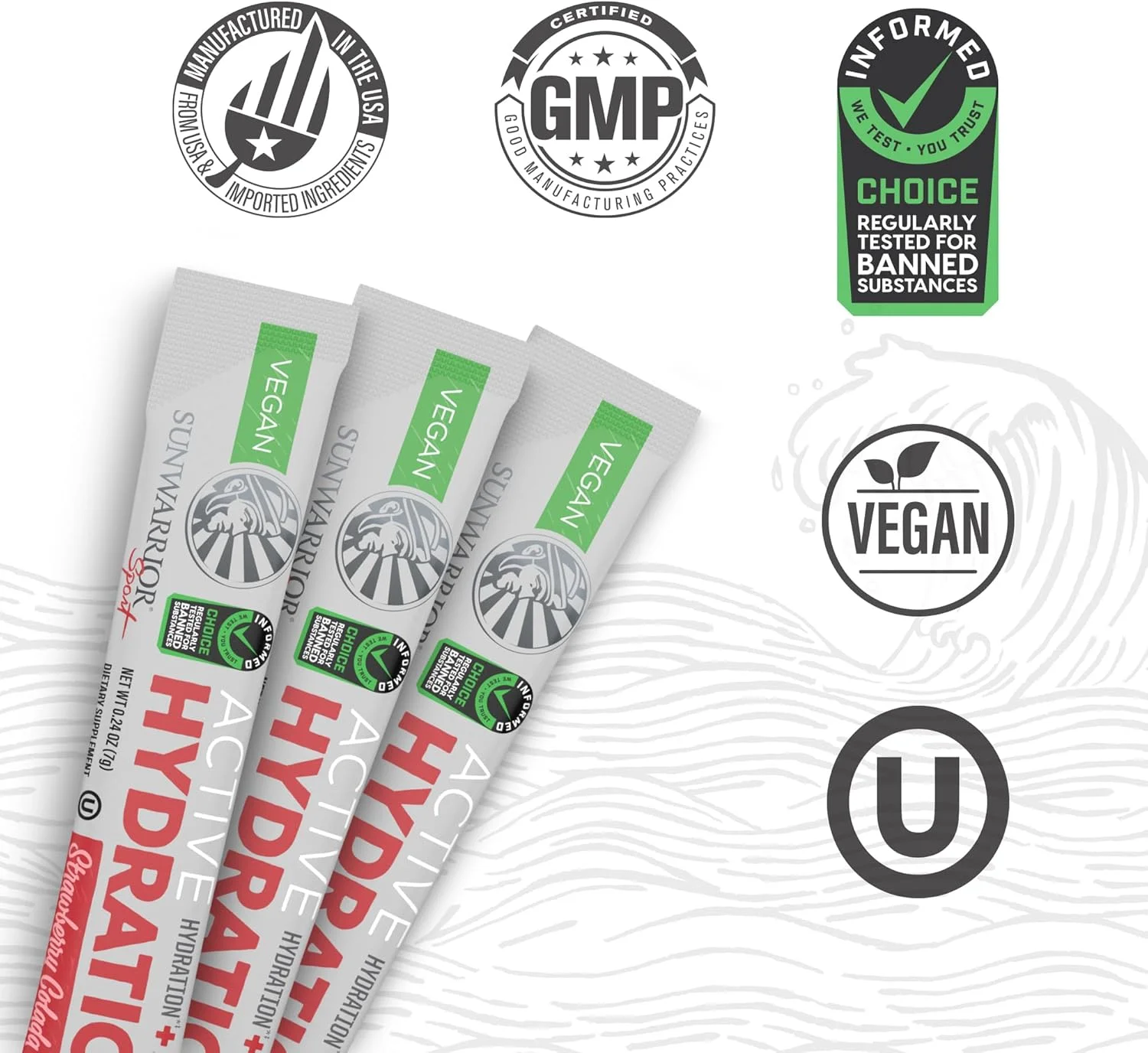 پودر هیدراتاسیون سان واریر، بسته های الکترولیت | طعم توت فرنگی و نارگیل | 18 بسته چوبی 126 گرمی | وگان، گیاهی و بدون شکر | B12، آقطی و الکترولیت ها | هیدراتاسیون فعال