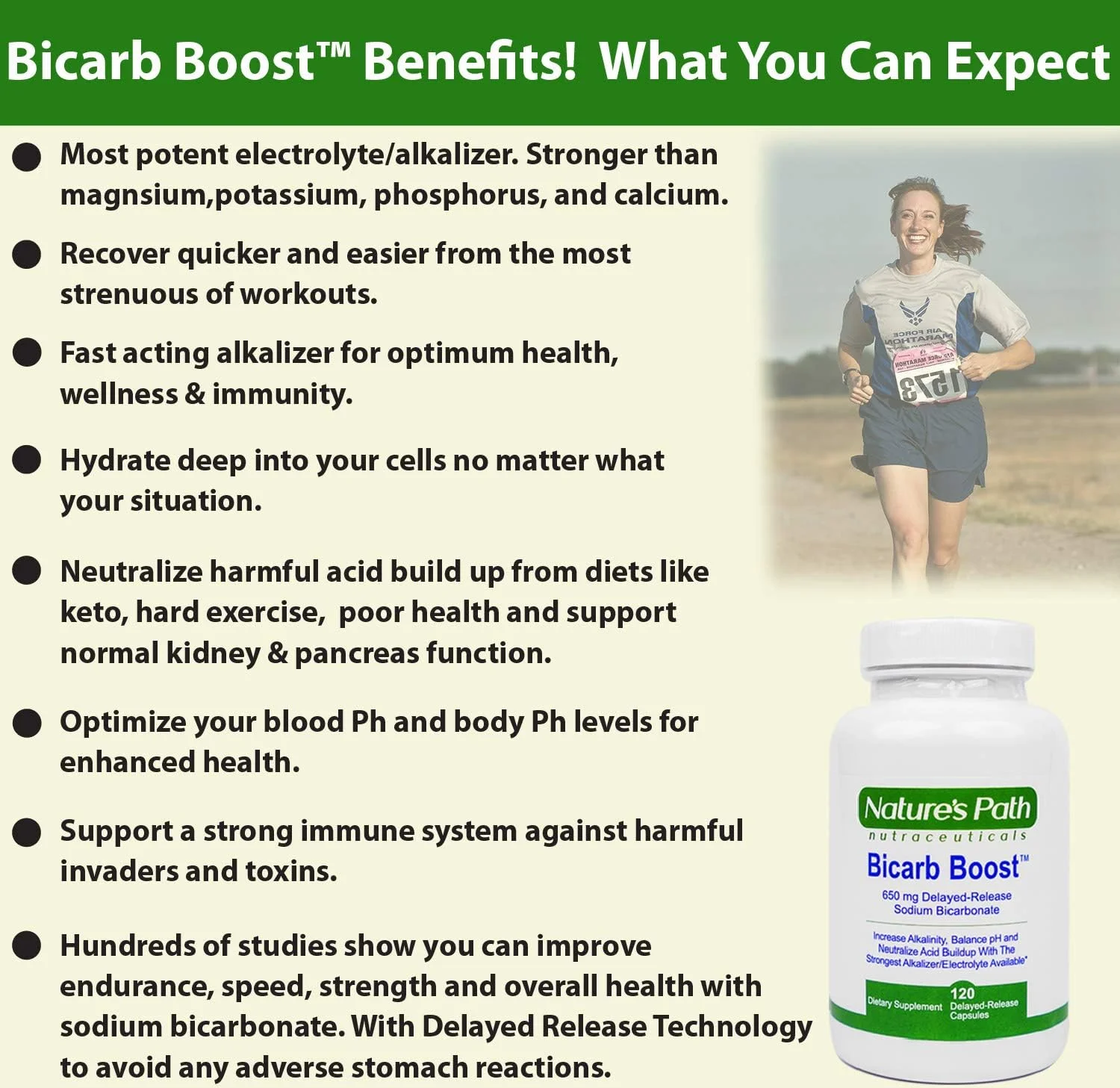 قرص های بی کربنات سدیم 650 میلی گرم - قوی ترین قرص های قلیایی - مکمل الکترولیت و قرص های الکترولیت کتو، قرص های نمکی آبرسانی و احیای مجدد، استقامت، بنیه: 120 کپسول