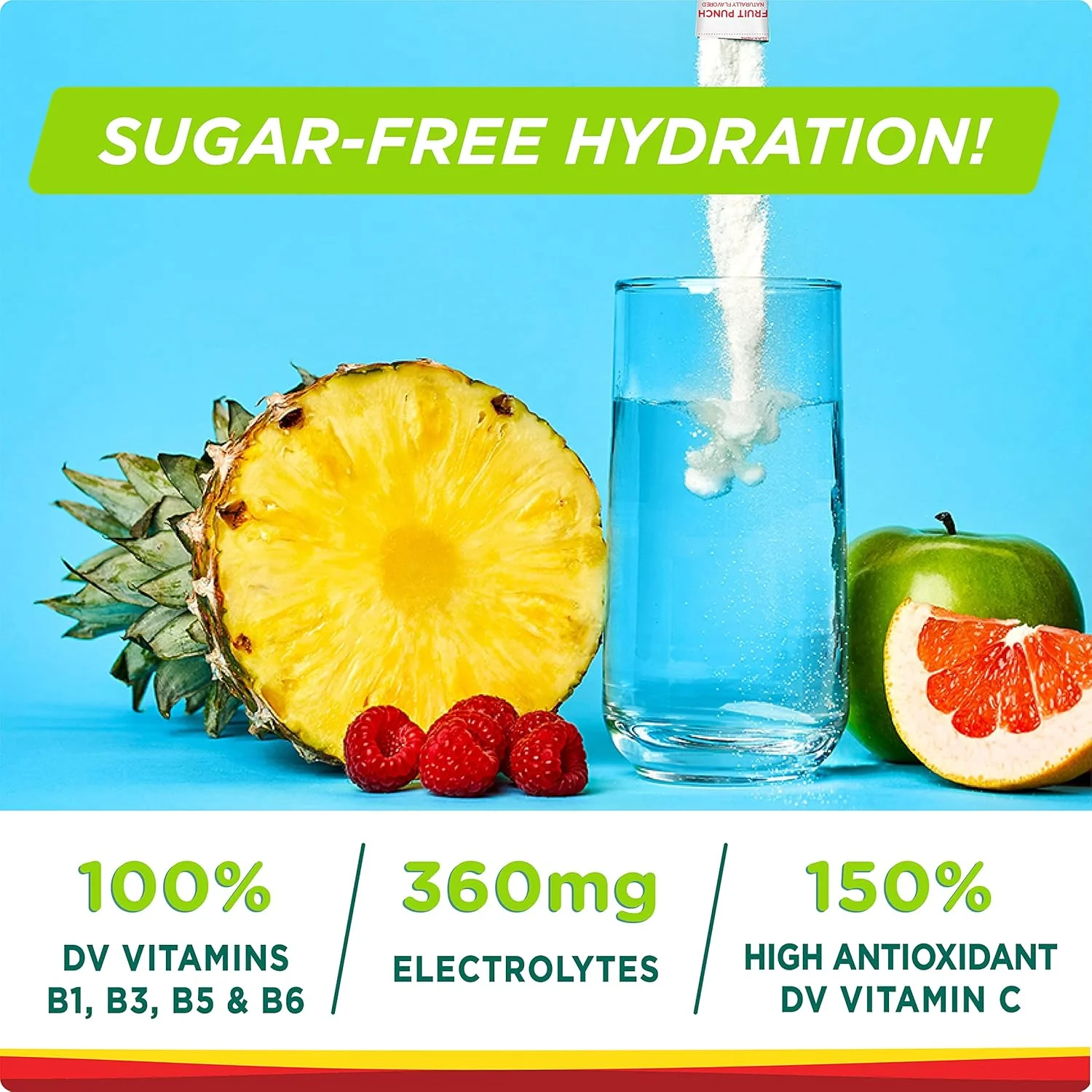 پودر الکترولیت استور | پانچ میوه | طعم دهنده بدون شکر برای آب، مناسب ریکاوری بعد از تمرین | حاوی آنتی اکسیدان بالا و ویتامین های گروه B | کتو، وگان، غیر تراریخته، پالئو، 96 بسته