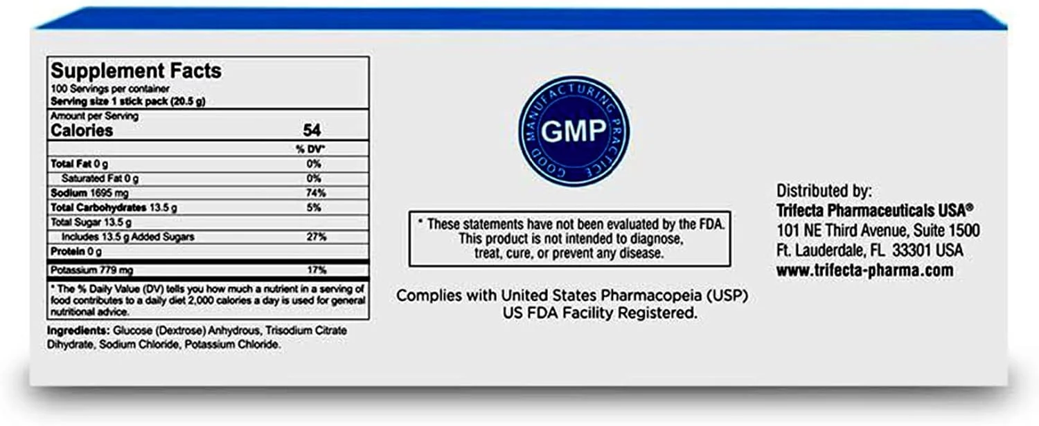 پودر الکترولیت آبرسان TRIORAL - نمک های آبرسانی خوراکی برای کم آبی بدن - پشتیبانی از آبرسانی در طول تمرینات، از دست دادن مایعات و سلامتی روزانه - بسته 100 عددی
