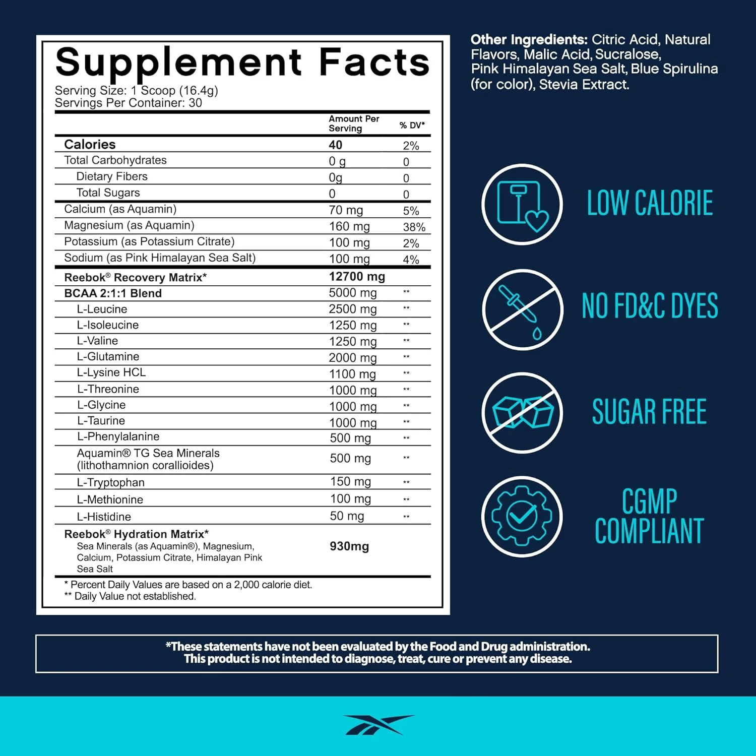 ریبوک REECover آمینو اسیدها + الکترولیت ها | 8 گرم EAAs، 5 گرم BCAAs، ماتریکس هیدراتاسیون | ریکاوری عضلات، قدرت | پشتیبانی بعد از تمرین | 30 سروینگ | Rocket Moon Pop