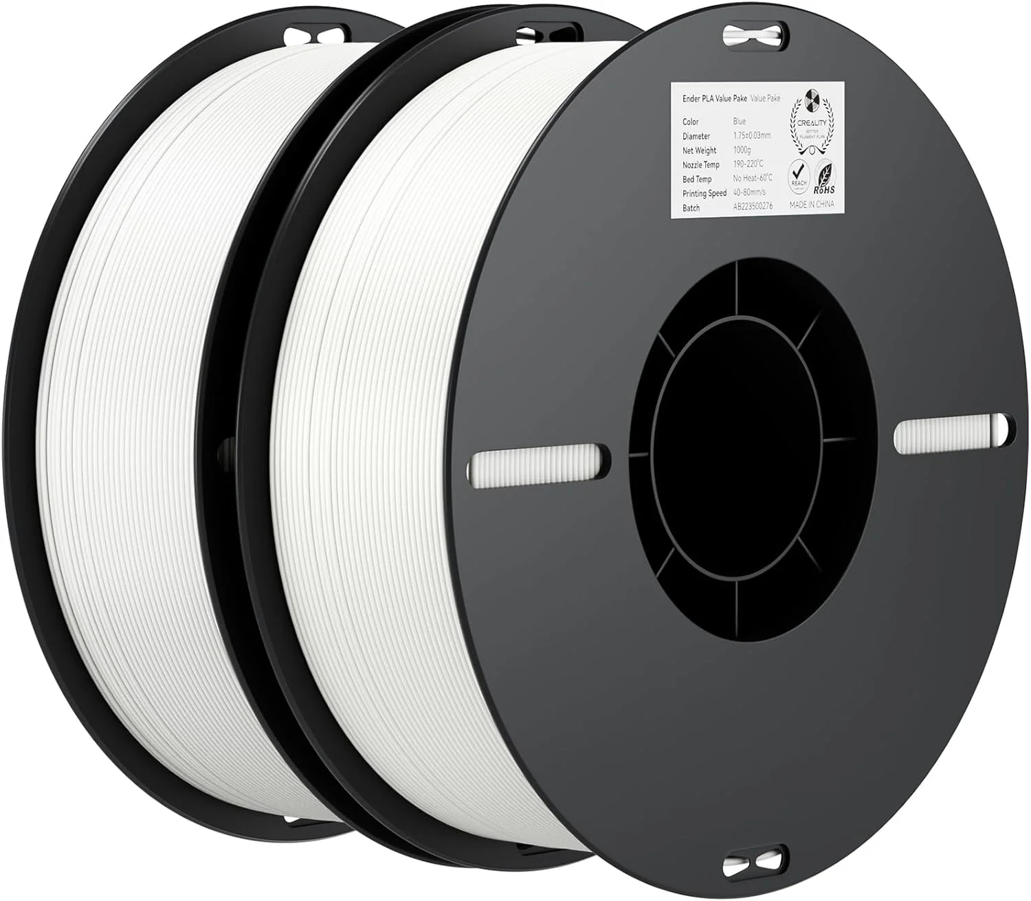 فیلامنت PLA کرالیتی 1.75mm 2kg سفید، دقت ابعادی +/- 0.02mm، قرقره فیلامنت سه بعدی، مناسب برای اکثر پرینترهای سه بعدی