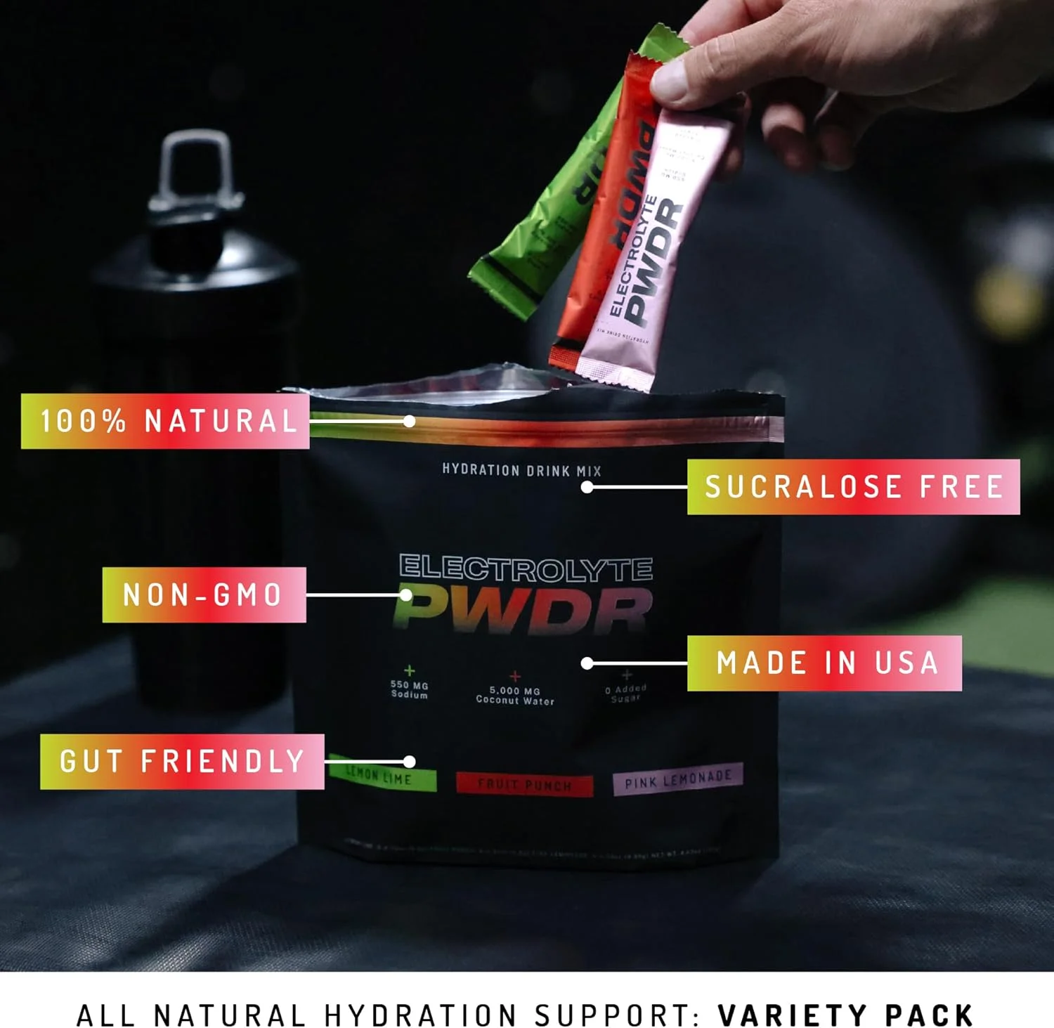 پودر الکترولیت | بسته های الکترولیت کاملا طبیعی | بدون شکر افزوده | 5000 میلی گرم آب نارگیل برای آبرسانی سریع | غیر GMO، بدون سوکرالوز | 15 عدد