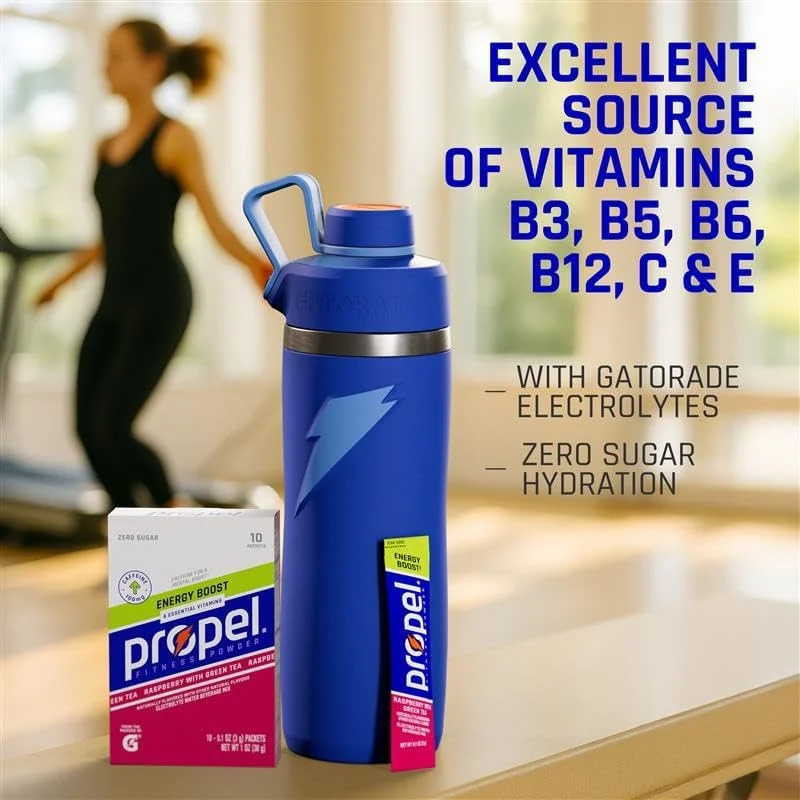 پودر انرژی زا بدون کالری Propel با الکترولیت ها و کافئین، پشن فروت گواوا، (بسته 120 عددی)