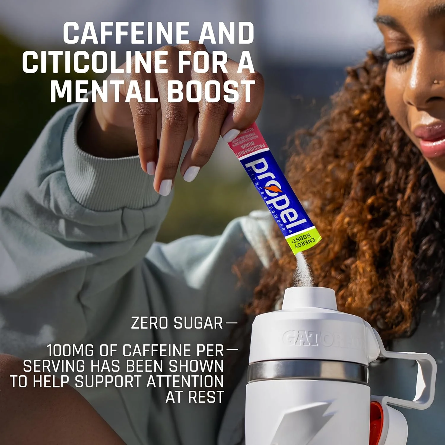 پودر انرژی زا بدون کالری Propel با الکترولیت ها و کافئین، پشن فروت گواوا، (بسته 120 عددی)