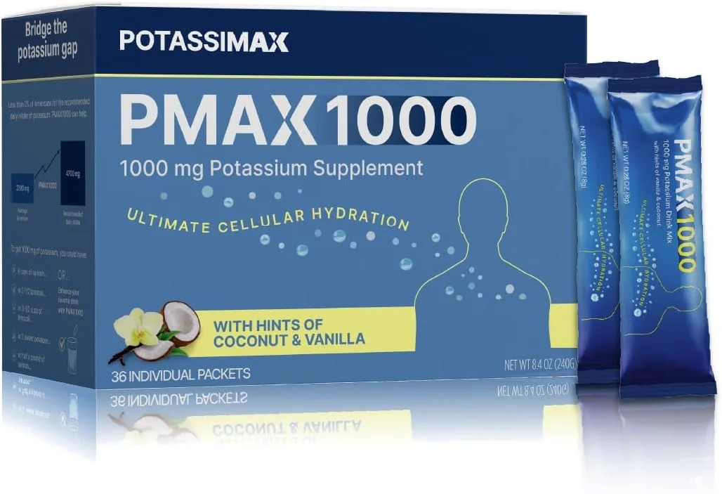 پودر مکمل پتاسیم PMAX1000، دوز بالا 1000 میلی گرم، مخلوط 4 نوع پتاسیم با سیترات، کلرید، گلوکونات و بی کربنات، الکترولیت، مکمل حمایت از کلیه و قلب (36 بسته آماده مصرف) پودر مکمل پتاسیم PMAX1000، دوز بالا 1000 میلی گرم، مخلوط 4 نوع پتاسیم با سیترات، کلرید، گلوکونات و بی کربنات، الکترولیت، مکمل حمایت از کلیه و قلب (36 بسته آماده مصرف)