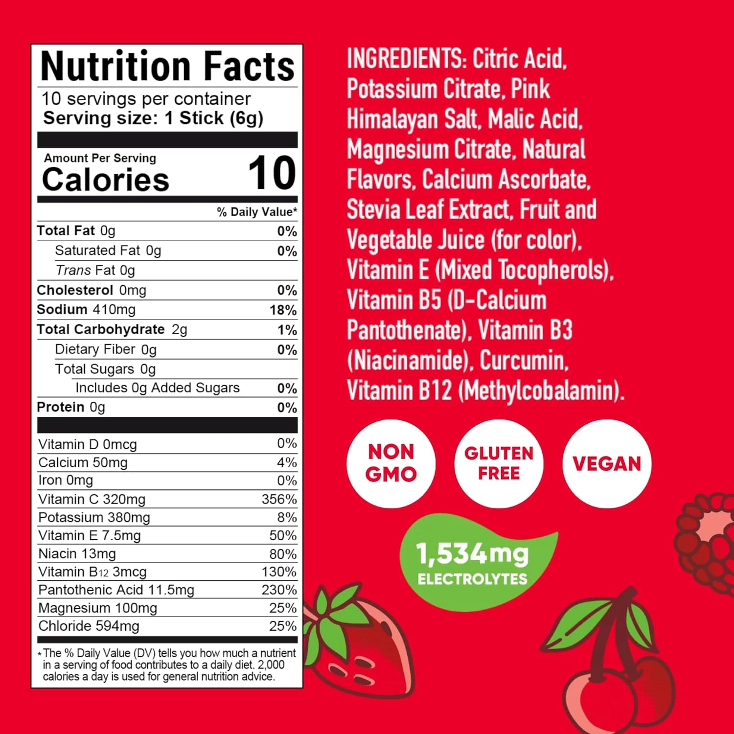 پودر نوشیدنی آبرسان پیرک - طعم پانچ میوه - مخلوط نوشیدنی الکترولیت | کورکومین | ویتامین های B | بدون شکر | مناسب برای کتو | 10 عدد