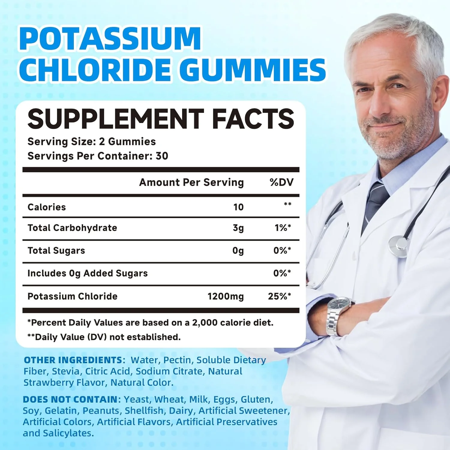 پاستیل کلرید پتاسیم 1200 میلی گرم برای بزرگسالان و کودکان، پاستیل مکمل پتاسیم بدون شکر، پشتیبانی از گرفتگی عضلات پا و تعادل الکترولیت برای زنان و مردان، طعم توت فرنگی، 120 عدد