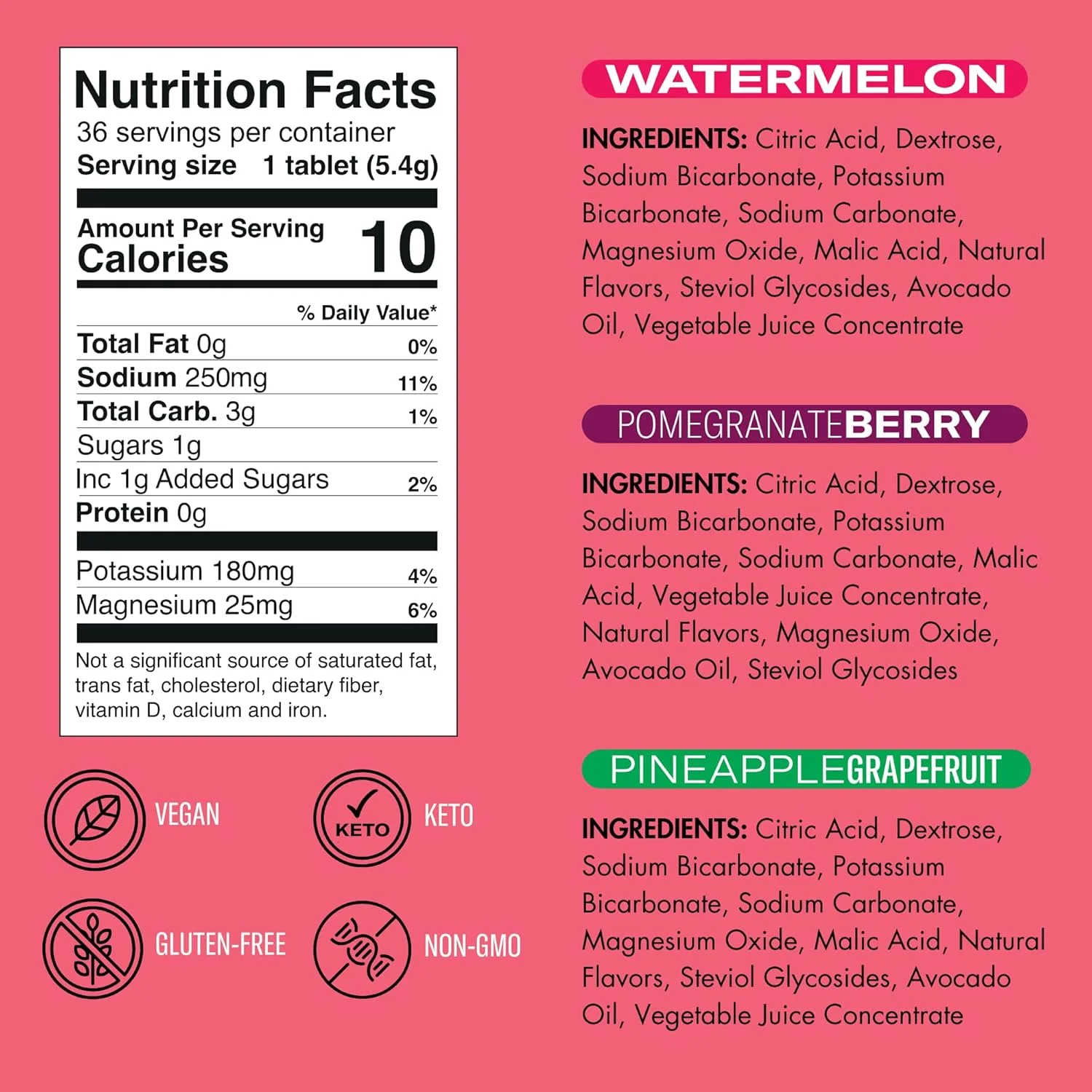 قرص های نوشیدنی الکترولیت گازدار Plink! برای آبرسانی روزانه - 36 عدد قرص الکترولیت + سدیم، پتاسیم، منیزیم، کم کالری، کم شکر، پودر الکترولیت کتو، طعم دهنده آب