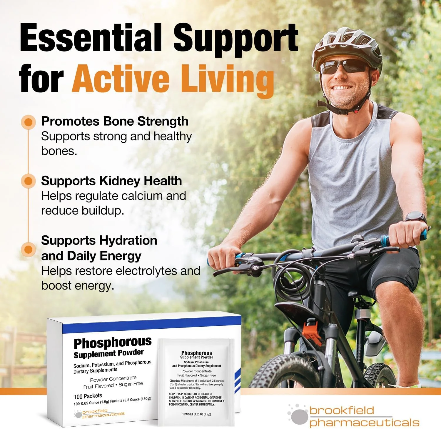 مکمل های فسفر 100 بسته، پودر مکمل های غذایی با فسفات سدیم و فسفات پتاسیم، پودر مکمل فسفر با طعم میوه برای الکترولیت، سلامت استخوان و سلامت کلیه