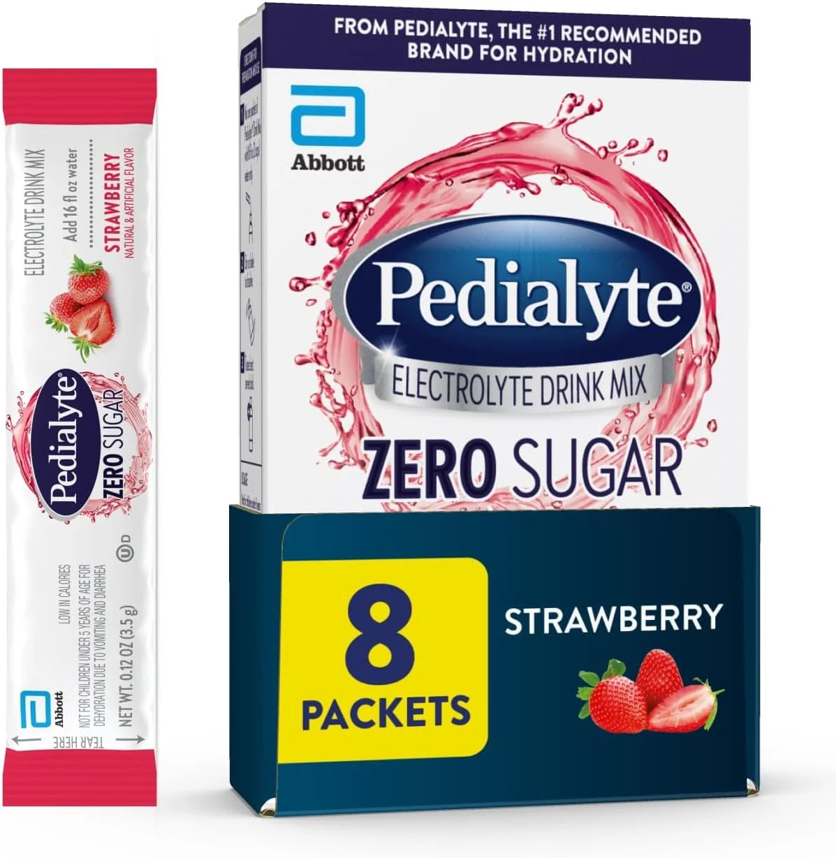 پودر مخلوط نوشیدنی الکترولیت پدیالایت بدون شکر | آبرسانی با الکترولیت های کلیدی | آبرسانی عالی با کالری کم | توت فرنگی، 8 بسته پودری