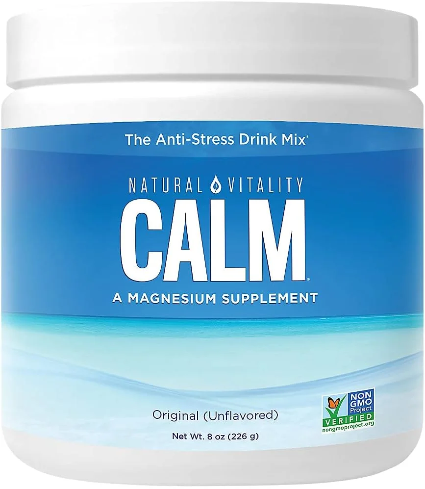 پودر مکمل سیترات منیزیم Natural Vitality Calm، مخلوط نوشیدنی ضد استرس، بدون طعم - 8 اونس (بسته بندی ممکن است متفاوت باشد)