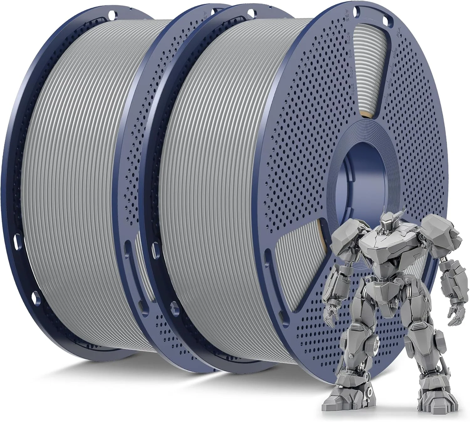 بسته فیلامنت PETG سانلو 1.75 میلی‌متری، کشش کمتر و چسبندگی لایه خوب، بسته‌بندی وکیوم جداگانه، مجموعاً 2 کیلوگرم، 1 کیلوگرم در هر قرقره، بسته 2 عددی PETG، خاکستری + خاکستری