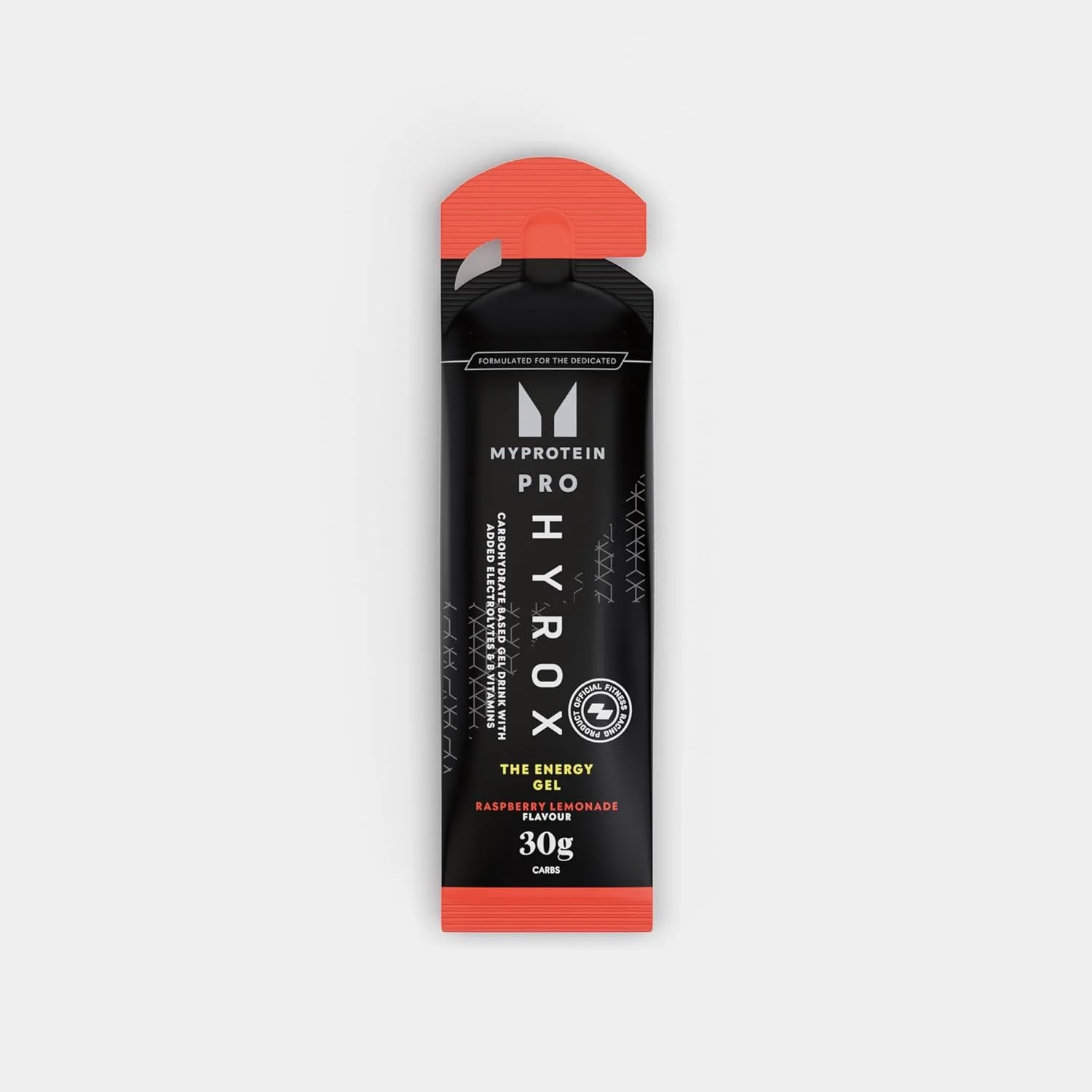 ژل انرژی Myprotein Pro x HYROX (بسته 20 عددی)، سوخت حین تمرین با ویتامین B و الکترولیت ها برای پشتیبانی از هیدراتاسیون، 30 گرم کربوهیدرات، برای تمرین و ورزش های استقامتی، وگان، تمشک لیموناد