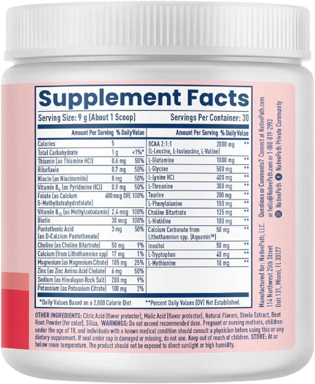 پودر الکترولیت آبرسان نیتیو پث با آمینو اسیدهای شاخه دار، طعم میکس بری، مناسب برای رژیم کتو و پالئو، 30 سروینگ