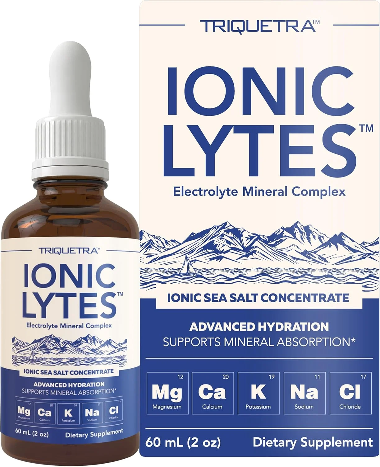مجموعه مواد معدنی الکترولیت Ionic Lytes™ با نمک دریایی یونی، فولویک و هیومیک اسید - پشتیبانی از هیدراتاسیون، تعادل الکترولیت و مواد معدنی و عملکرد عضلات (2 اونس) - بدون سویا، بدون گلوتن، cGMP