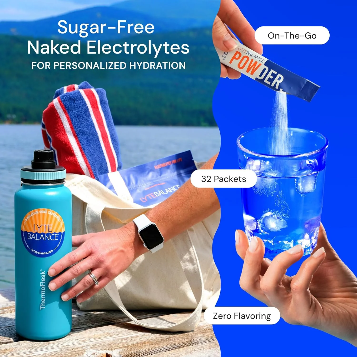 پودر تعادل لایت، 32 بسته دوز دو برابر، مخلوط نوشیدنی الکترولیت طبیعی شور با سدیم، پتاسیم و منیزیم | هیدراتاسیون روزانه، ریکاوری عضلات، پشتیبانی از سیستم ایمنی | کتو، پالئو، بدون شکر