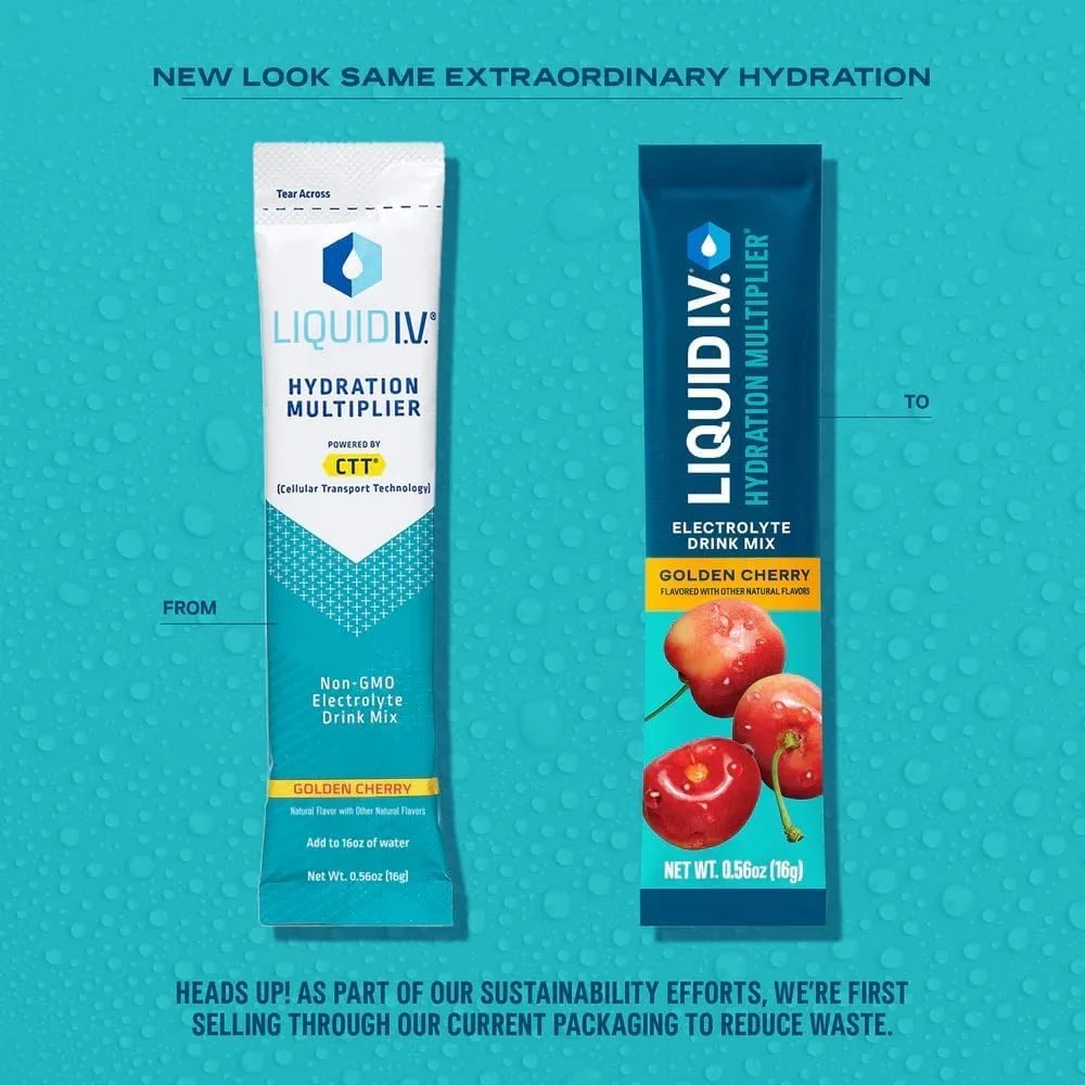 مخلوط نوشیدنی پودری الکترولیت Liquid I.V.® Hydration Multiplier - گیلاس طلایی | بسته 3 عددی (48 سروینگ)