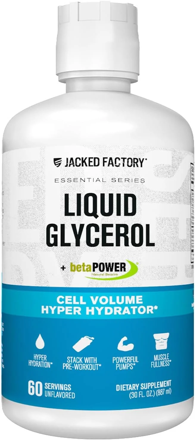 گلیسرول مایع جکد فکتوری - تقویت کننده حجم سلولی و آبرسانی - مکمل قبل از تمرین با گلیسرول گیاهی، بتا پاور و الکترولیت ها برای آبرسانی، پمپ عضلانی و قدرت - 60 سروینگ، بدون طعم