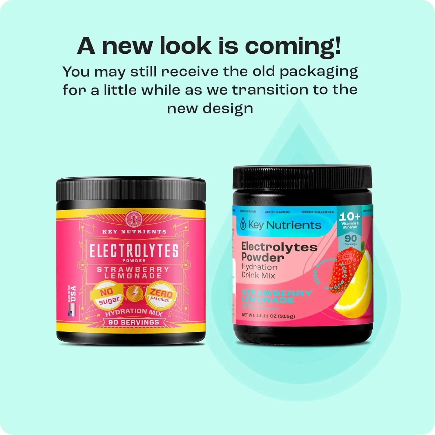 پودر الکترولیت بدون شکر KEY NUTRIENTS - پودر الکترولیت با طعم لیموناد توت فرنگی آبدار - پودر آبرسان - بدون کالری، پودر الکترولیت کتو بدون گلوتن - 90 سروینگ - ساخت آمریکا