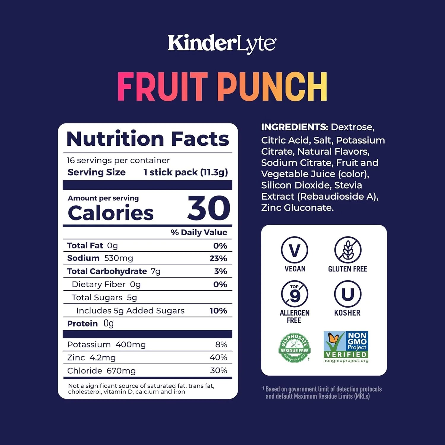 پودر الکترولیت Kinderlyte برای کودکان و بزرگسالان - بسته متنوع مخلوط نوشیدنی، بسته های آبرسانی 28 عددی، بدون شیرین کننده های مصنوعی یا طعم دهنده ها، بدون رنگ های مصنوعی، وگان، غیر GMO، بدون گلوتن