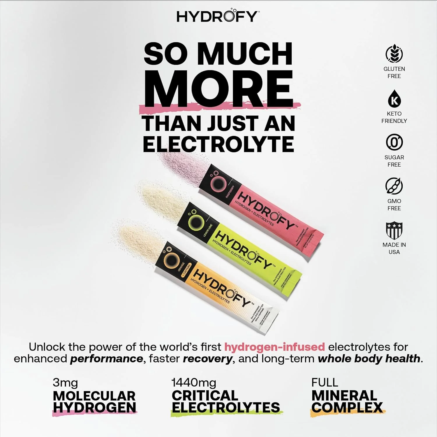 مخلوط نوشیدنی آب هیدروژنه + الکترولیت ها - بسته متنوع | بسته های آبرسانی H2 با هیدروژن مولکولی، سدیم، پتاسیم، منیزیم | لیمو ترش، تمشک، پرتقال + کافئین | 12 عدد