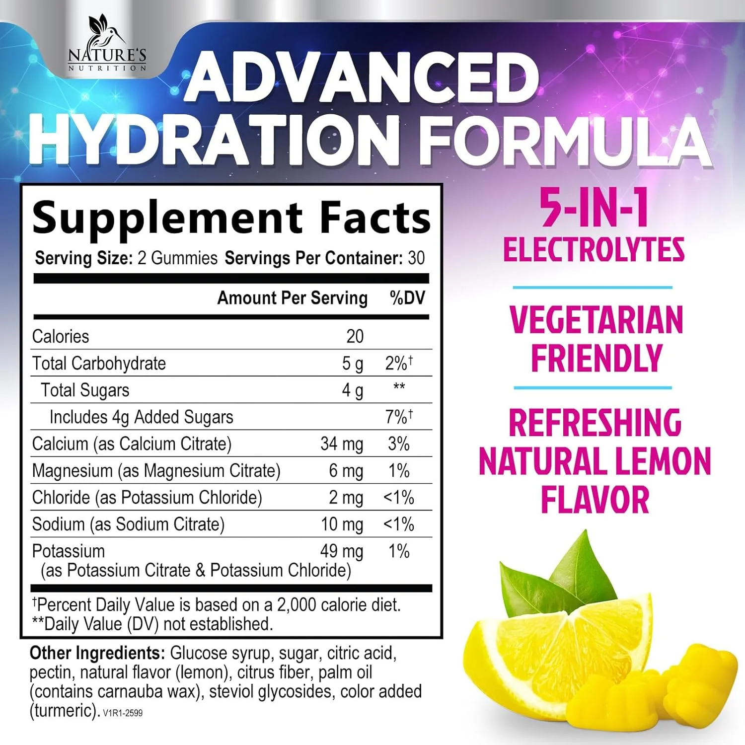 پاستیل های الکترولیت آبرسان - پاستیل های مایع روزانه - تقویت کننده الکترولیت با مواد معدنی، پتاسیم و نمک واقعی - وگان، غیر GMO - الکترولیت های آبرسان با طعم لیمو خوشمزه - 60 پاستیل