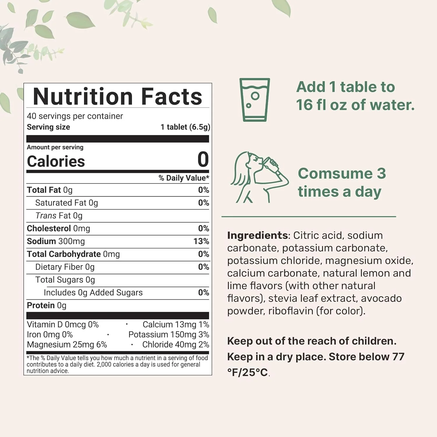 قرص های نوشیدنی الکترولیت گازدار، بسته 4 عددی (40 قطعه نصف شده) | 160 سروینگ | جایگزین پودر الکترولیت بدون شکر | آبرسانی روزانه با سدیم، پتاسیم و منیزیم | طعم طبیعی لیمو ترش