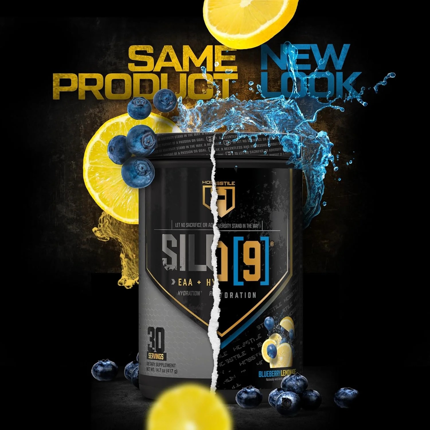 پودر آمینو اسیدهای ضروری HOSSTILE SILO[9]، EAA و BCAA، پشتیبانی از هیدراتاسیون الکترولیت، افزایش رشد و ریکاوری عضلات، نوشیدنی قبل یا بعد از تمرین، بلوبری لیموناد، 30 سروینگ