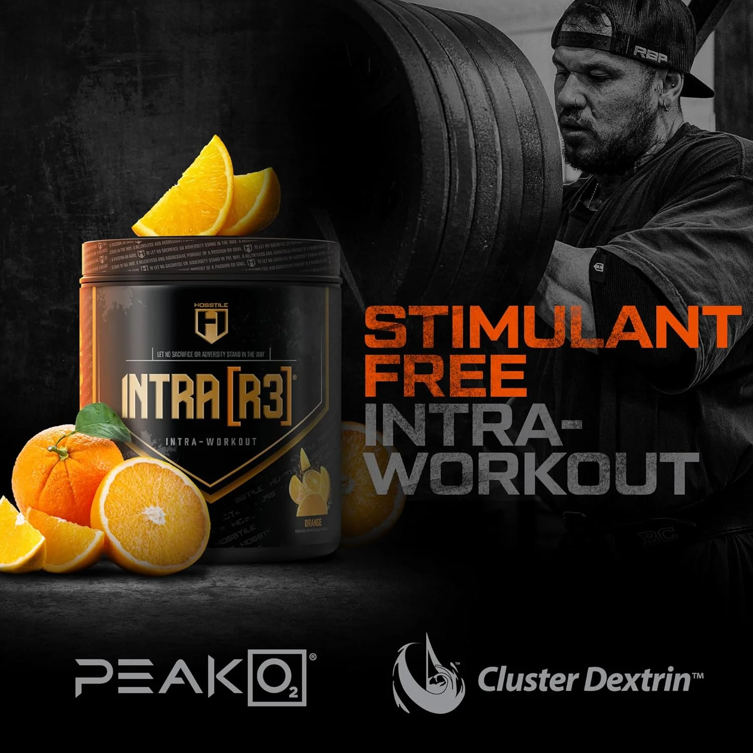 پودر تمرینات ورزشی HOSSTILE Intra[R3]، نوشیدنی EAA و BCAA با کربوهیدرات، افزایش انرژی و استقامت، عضله سازی بدون چربی و بهبود ریکاوری، پرتقال، 20 سروینگ