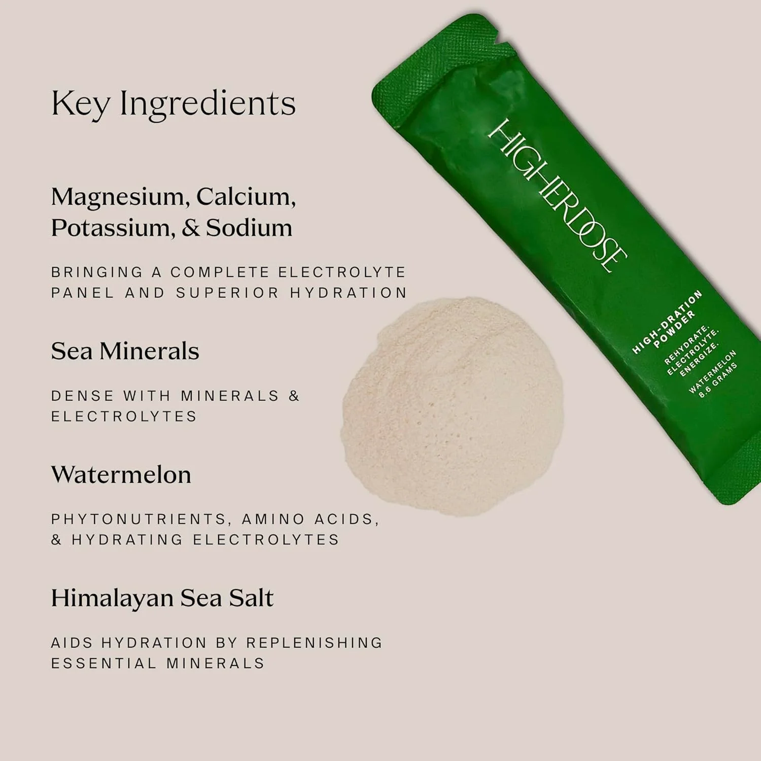 پودر الکترولیت آبرسان قوی هایر دوز - احیا کننده و انرژی زا با هندوانه واقعی، منیزیم، کمپلکس ویتامین و آب نارگیل - ریکاوری بعد از تمرین - بدون شکر افزوده (30 سروینگ)