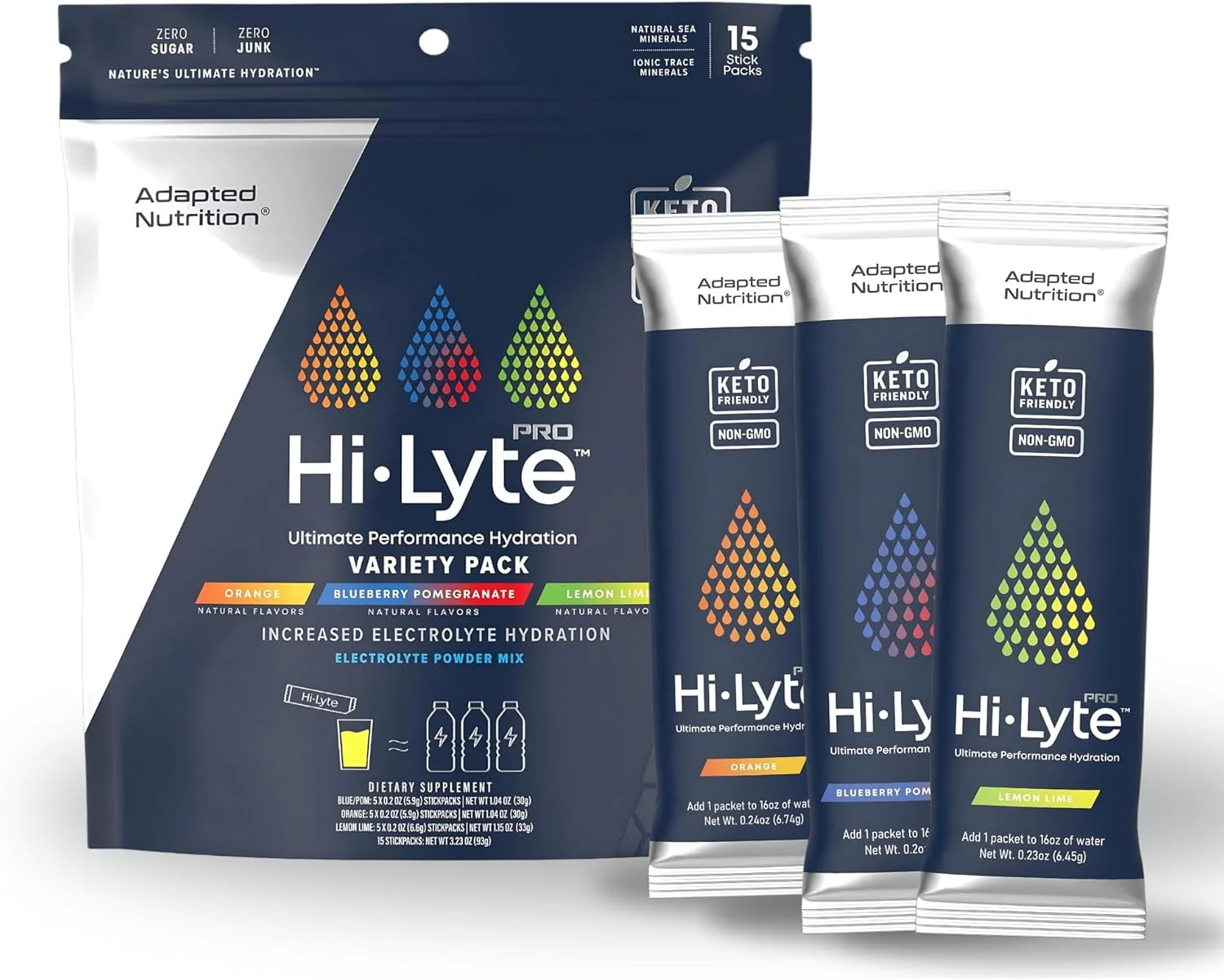 پودر نوشیدنی الکترولیتی Hi-Lyte Pro Adapted Nutrition - بسته 15 عددی تک نفره | بسته متنوع | پودر الکترولیت طعم دار | بدون شکر، بدون کربوهیدرات، بدون کالری پودر نوشیدنی الکترولیتی Hi-Lyte Pro Adapted Nutrition - بسته 15 عددی تک نفره | بسته متنوع | پودر الکترولیت طعم دار | بدون شکر، بدون کربوهیدرات، بدون کالری