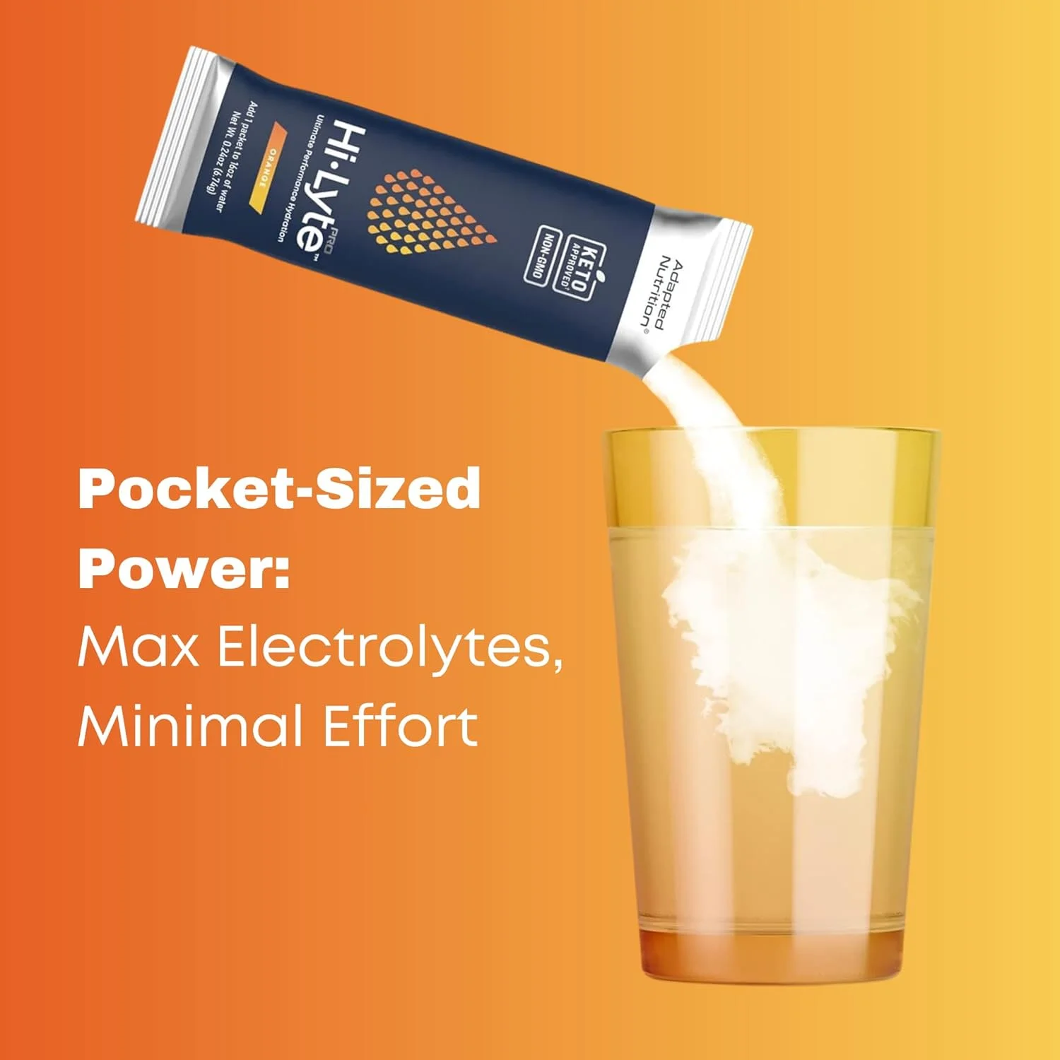 پودر الکترولیت طعم دار Hi-Lyte Pro Adapted Nutrition - 16 بسته تک نفره | پرتقال | پودر الکترولیت طعم دار | بدون شکر، بدون کربوهیدرات، بدون کالری