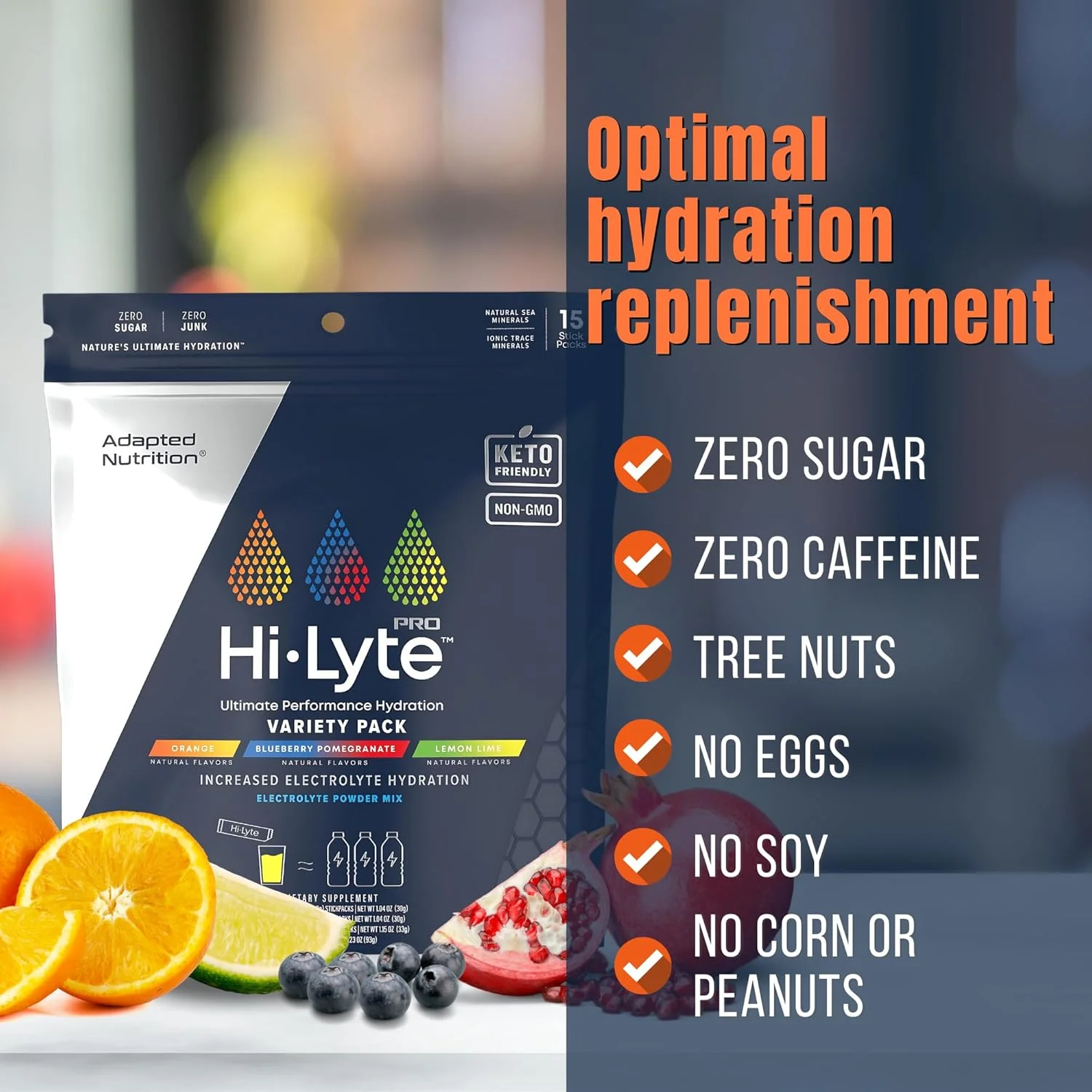 پودر نوشیدنی الکترولیتی Hi-Lyte Pro Adapted Nutrition - بسته 15 عددی تک نفره | بسته متنوع | پودر الکترولیت طعم دار | بدون شکر، بدون کربوهیدرات، بدون کالری